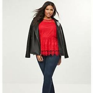 Lane Bryant red lace peplum top